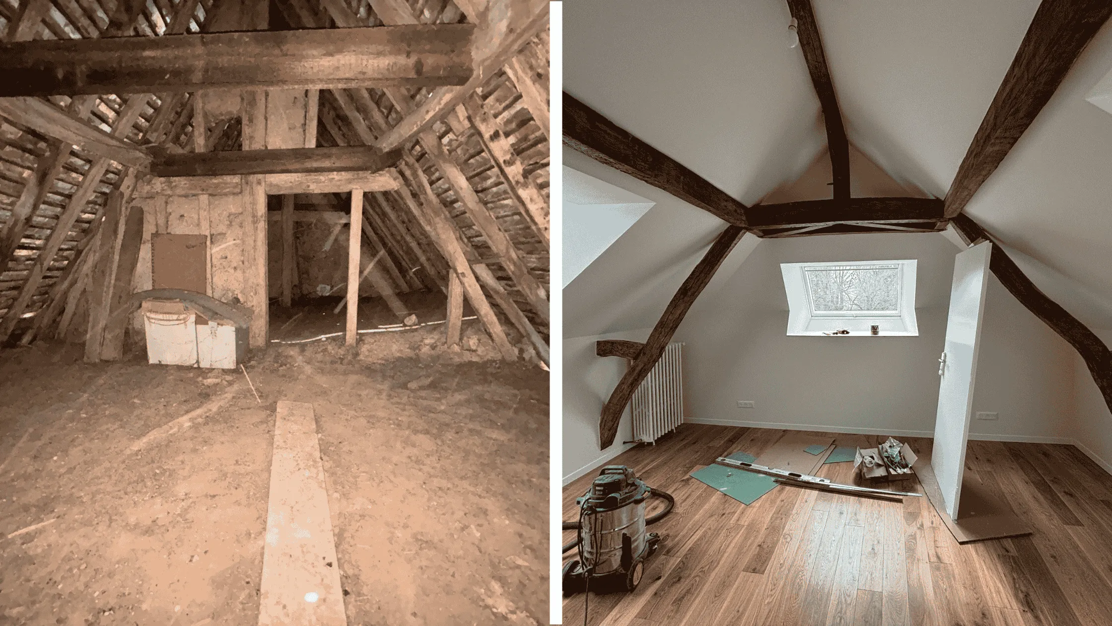 Projet de rénovation de combles réalisé par Arkoncept.
